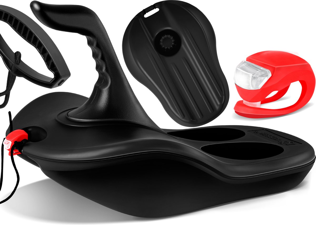 KESSER® Bob Snow / Slede / Snowhoover / Bob Alpina Met LED Licht incl. Trekkoord Slee Slee Kinderslee Zip Bob Plastic Slee Stal voor Kinderen & Volwassenen Sneeuwsport Wintersport ZIPFEL Slee - Zwart