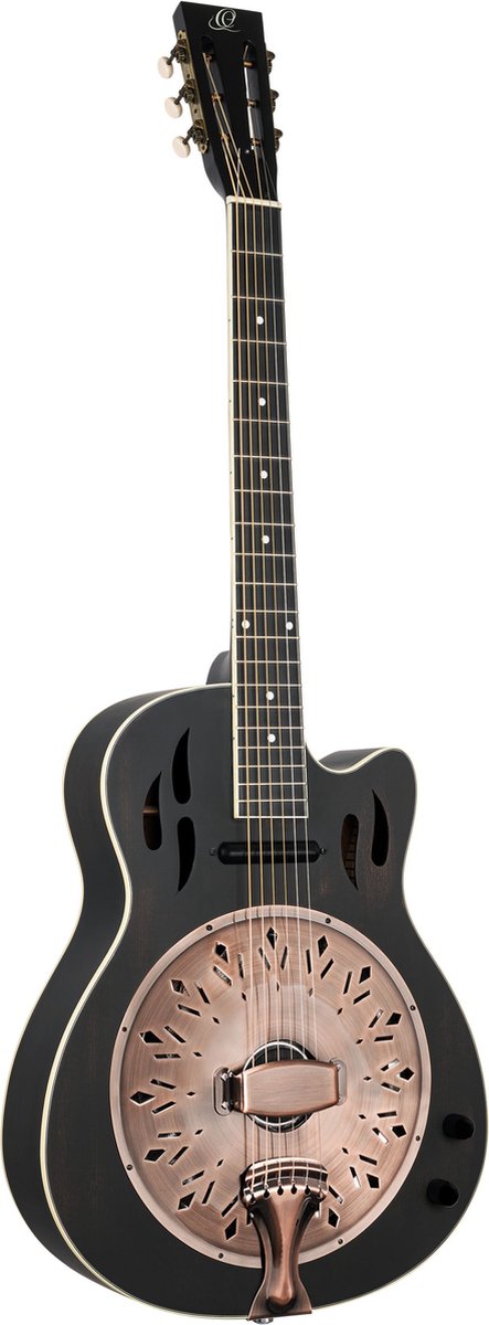 Ortega RRG40CE-DBK Distressed Satin Black Finish - Dobro