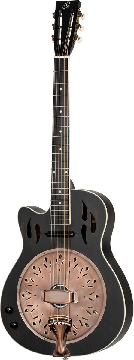 Ortega RRG40CE-DBK-L Distressed Satin Black Finish Lefthand - Dobro