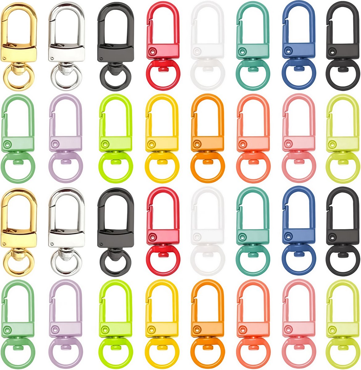 32 Stuks Karabijnhaak in 16 Verschillende Kleuren - Musketonhaak Sleutelhangers voor Volwassenen - Mini DIY Musketon - Auto Klein Carabiner Sleutel Hanger, Houder - Karabijn haak ringen - Keychain Zelf Maken Karabijnsluiting - voor Hobby