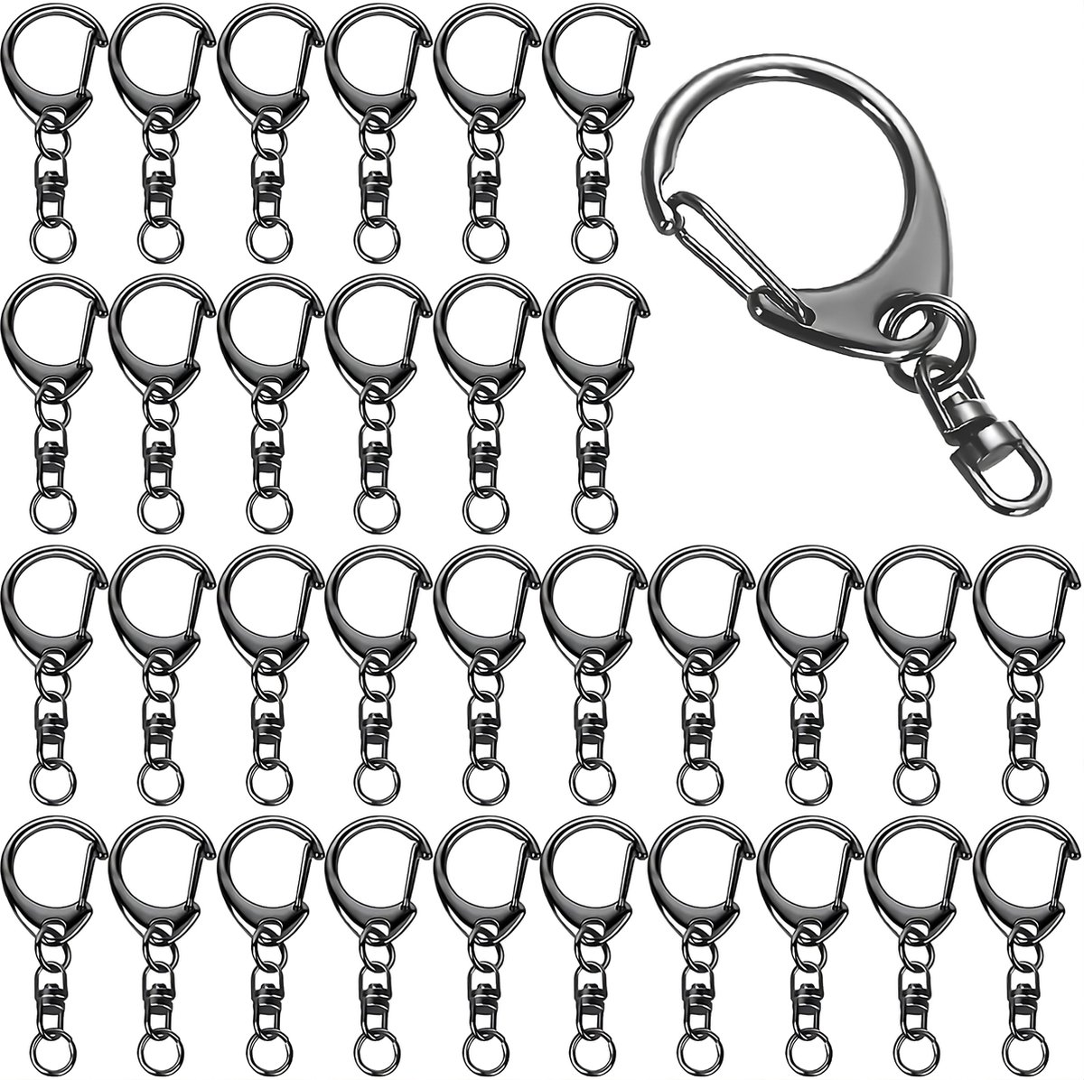 40 Stuks Karabijnhaak Sleutelhanger Zwart - Musketonhaak Keychains voor Volwassenen - Sieraden Maken Mini Musketon ringetjes - Auto Klein Carabiner Sleutel Hanger, Houder - DIY Karabijn Haak Ringen - Karabijnsluiting Sleutelringen Hobby
