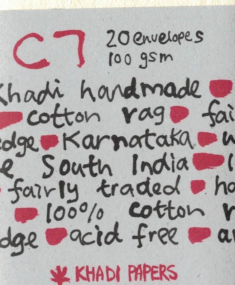 Khadi Handgeschept Papier - envelopje 8 x 11 cm - 20 stuks