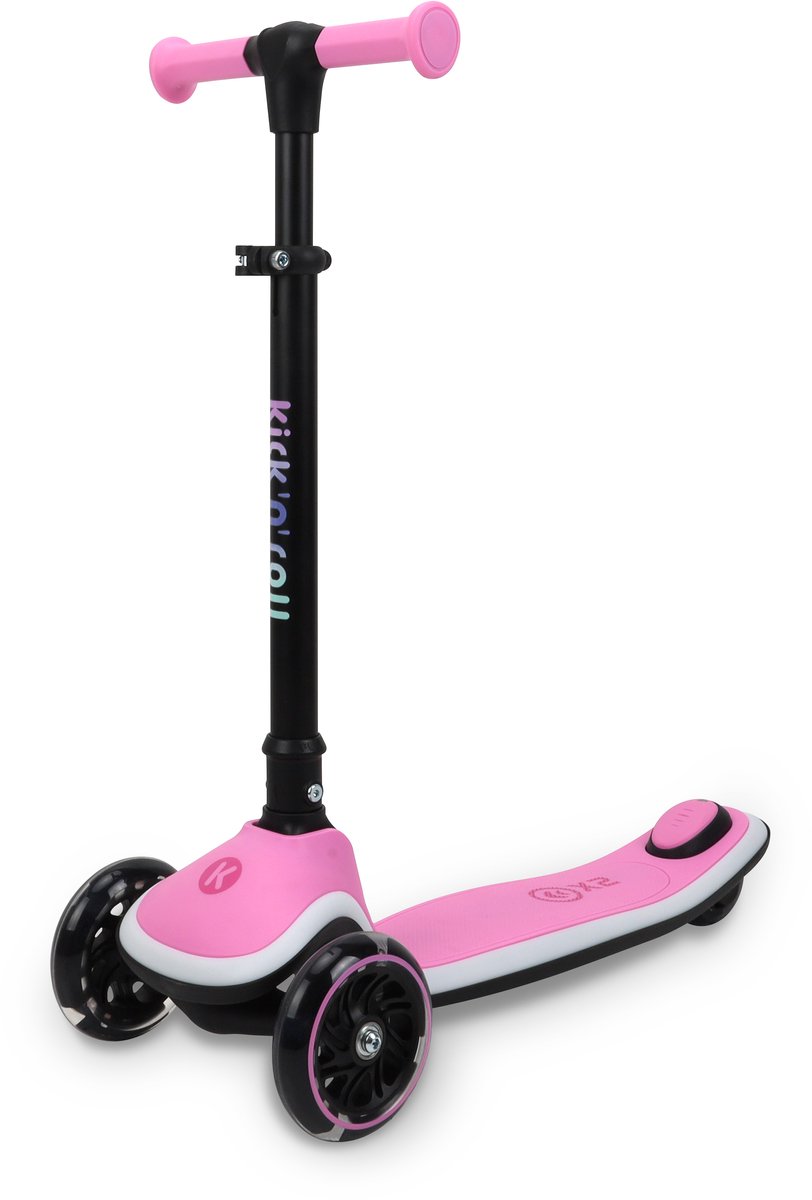 KicknRoll X2 Kinderstep - Pink, 3 wielen, LED-verlichting in het board, stuur in hoogte verstelbaar.