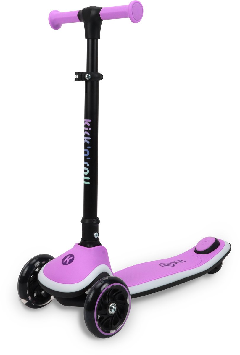 KicknRoll X2 Kinderstep - Purple, 3 wielen, LED-verlichting in het board, in hoogte verstelbaar.