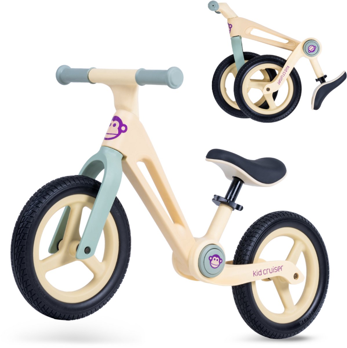 Kidcruiser Loopfiets 2+ Jaar - Lichtgewicht & Inklapbaar design - Buitenspeelgoed 2 jaar - Zacht geel