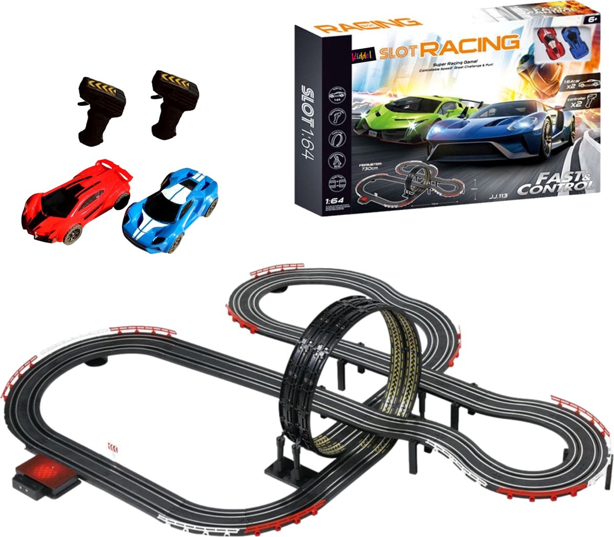   XL Auto   – Elektrische   van 6 Meter met Looping, 2 Controllers & 2 Raceauto’s – Supersnelle Racetrack Bouwset – Speelgoed Kinderen vanaf 5 Jaar
