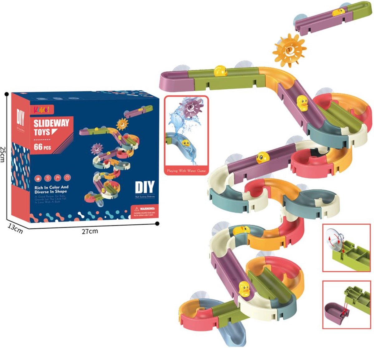 XL Waterbaan & Glijbaan Set voor Bad, Douche & Badkamer - Inclusief Eendjes & Watermolens - Creatief & Educatief Speelgoed voor Kinderen