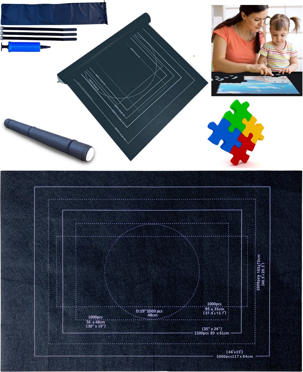 Kiddlero - Puzzelmat voor 3000 stukken - van Vilt - Antislip - XXXL - 150x100 -