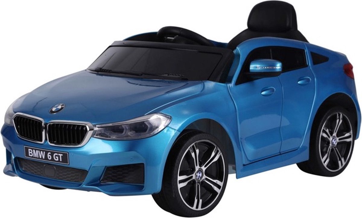 BMW 6 GT Blue - 12V - Muziekmodule - Leren zadel - Rubberen EVA-banden