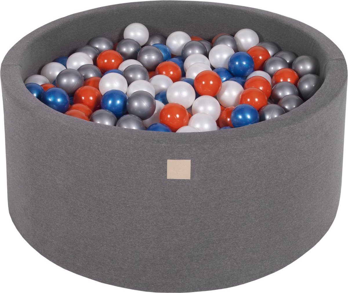 Ballenbak KATOEN Donkergrijs - 90x40 incl. 300 ballen - Parelblauw, Parelwit, Oranje, Zilver
