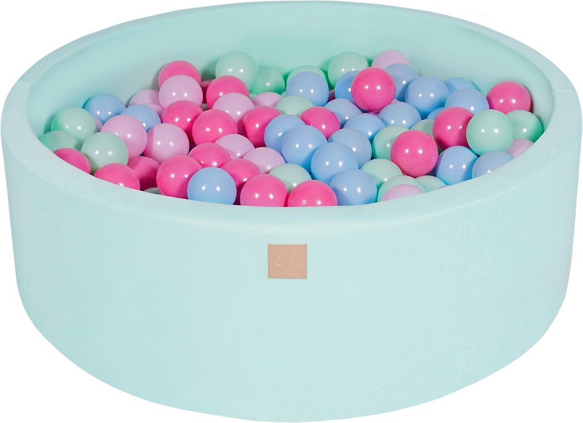 Ballenbak KATOEN Mint - 90x30 incl. 200 bollen - Munt, Babyblauw, Lichtroze, Pastelroze