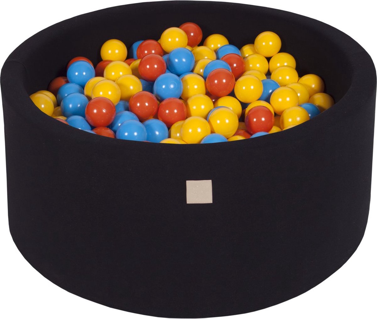 Ballenbak KATOEN Zwart - 90x40 incl. 300 ballen - Geel, Oranje, Blauw
