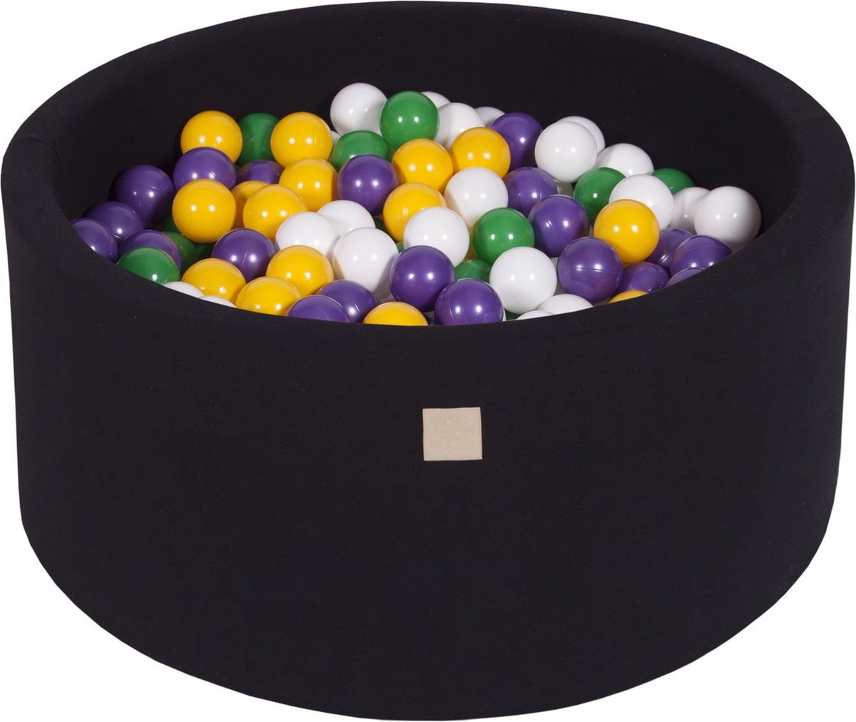Ballenbak KATOEN Zwart - 90x40 incl. 300 bollen - Geel, Violet, Wit, Groen