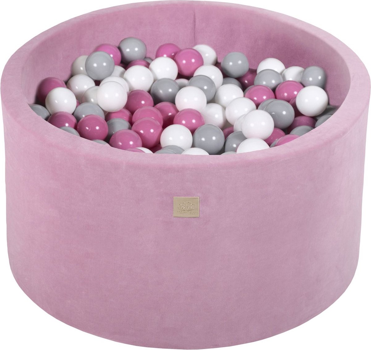 Ballenbak VELVET Donker Roze - 90x40 incl. 300 bollen - Lichtroze, grijs, wit