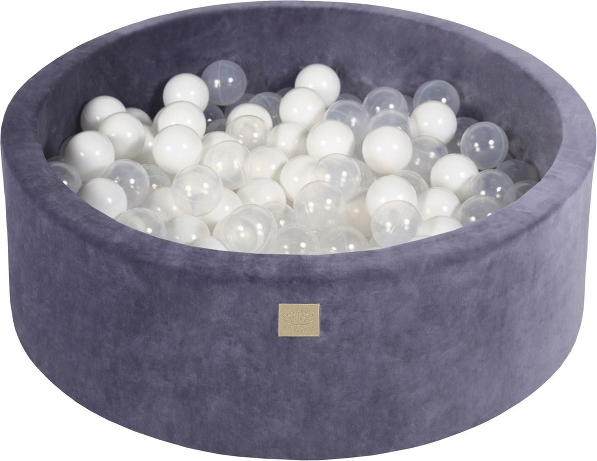 Ballenbak VELVET Grafiet - 90x30 incl. 200 bollen - Wit, Transparant