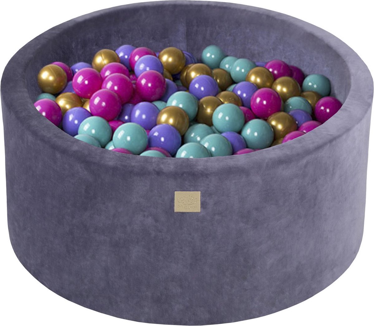 Ballenbak VELVET Grafiet - 90x40 incl. 300 bollen - Donkerroze, goud, turkoois, violet