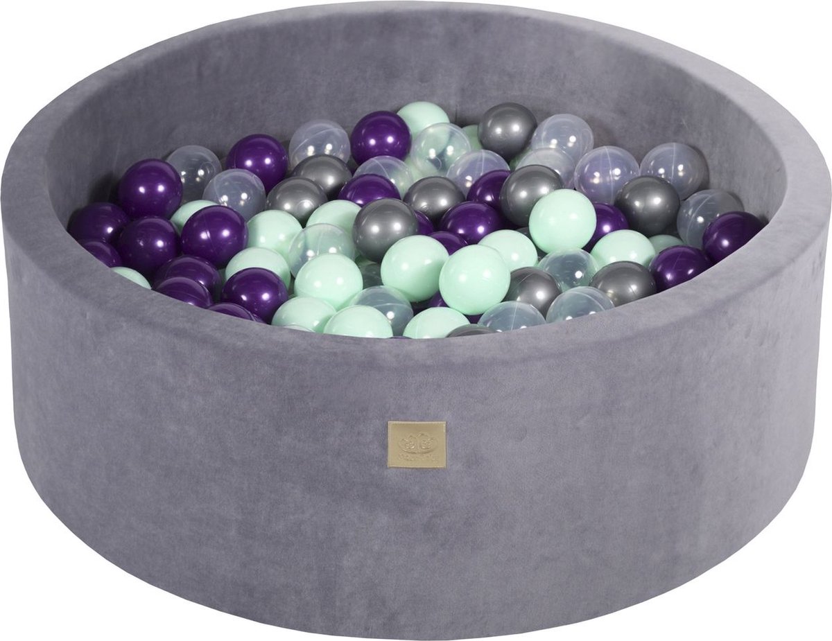 Ballenbak VELVET Staal - 90x30 incl. 200 bollen - Violet, Mint, Transparant, Zilver