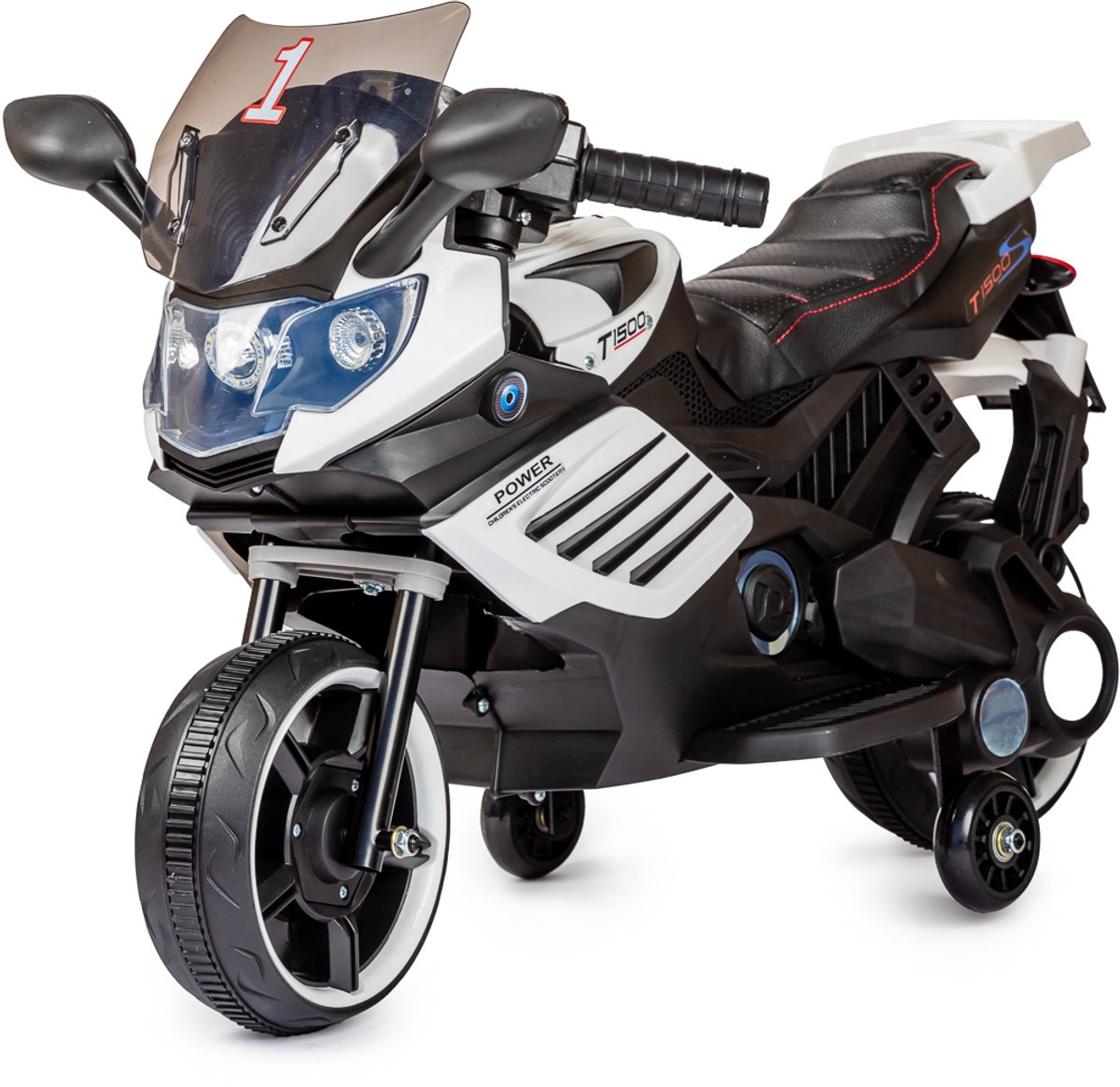 Elektrische Kindermotor met LED-verlichting - 6V Accu-aangedreven Sportmotor voor Peuters (1-3 Jaar) - Witte Mini Motorfiets voor Jongens en Meisjes, Accu-aangedreven Motorfiets