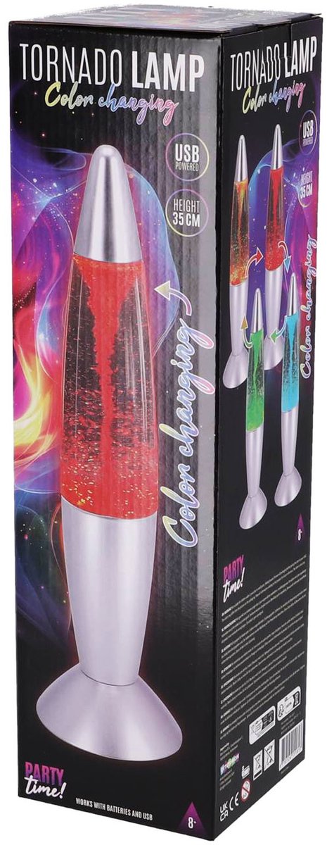 KiddyGo tornado lamp LED sfeerlicht multicolor 35 cm party.