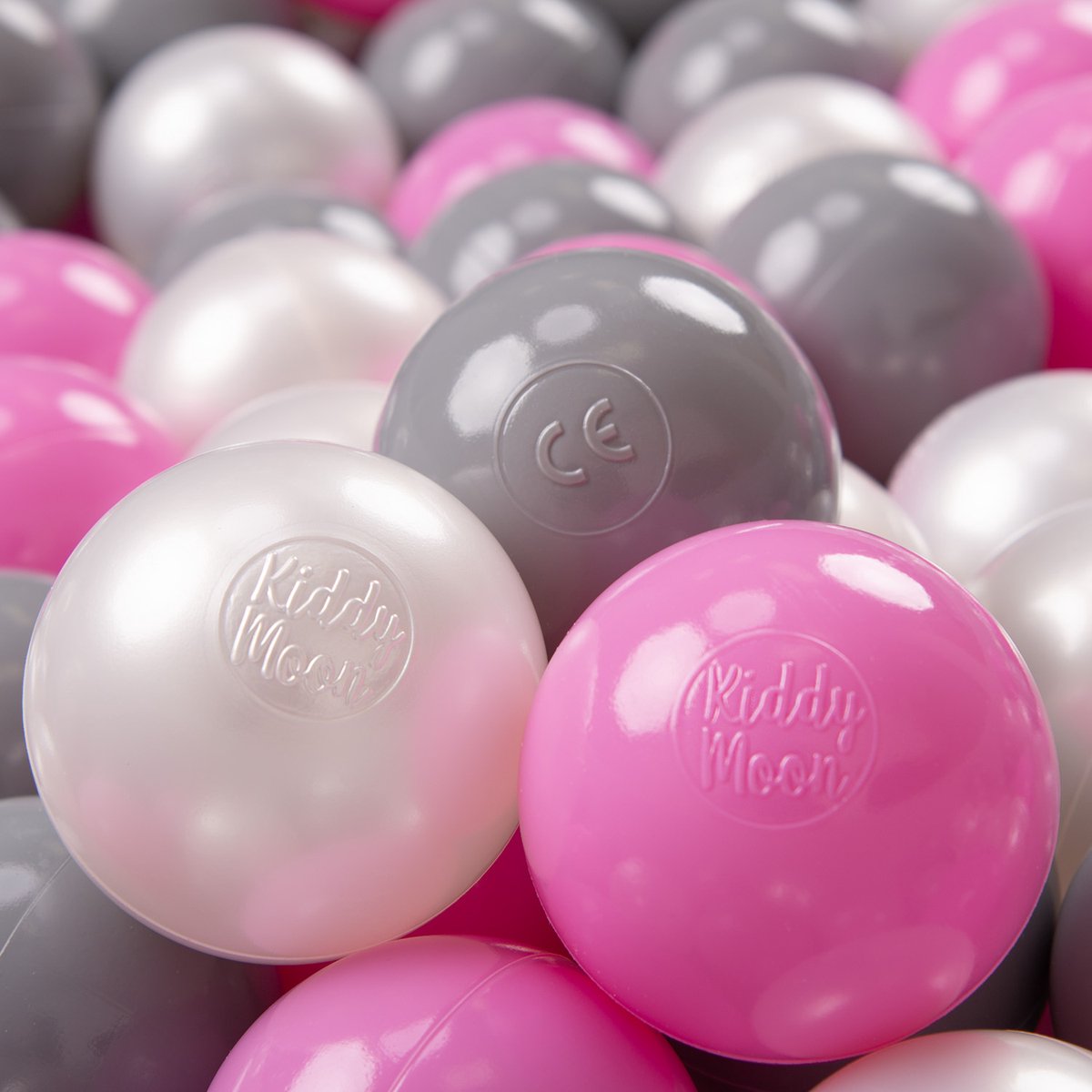   200 ∅ 7cm kinderballen speelballen voor ballenbad baby plastic ballen made in eu, parel/grijs/roze