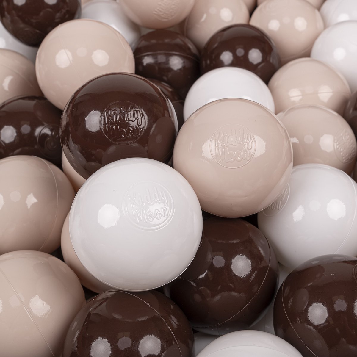 KiddyMoon 700 ballen/7cm kinderballen speelballen voor ballenbad baby éénkleurige plastic ballen made in eu, pastel beige/bruin/wit