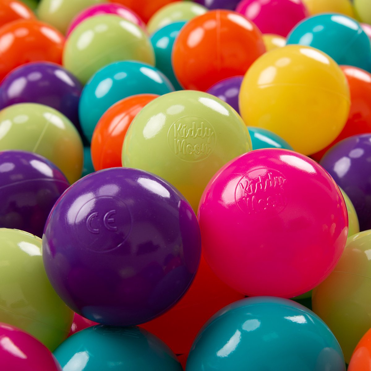   Ballenbak ballen voor Kinderen Ø7 cm met 100 Stuks - Kinderballen baby - Speelballen voor Ballenbad - BPA-vrij - Ballenbak ballen - Kleurrijke ballen - Baby Speelgoed - Lichtgroen Geel Turkoois Oranje Donkerroze Violet