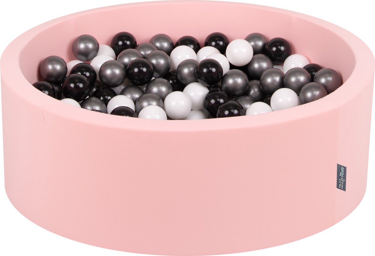     voor kinderen Rond 90x30cm - 300 kleurrijke ballen ∅7cm - Speelgoed baby schuim - Baby ballenbad foam - Kunststof ballen -   ballen - Voor sensorische - Met schuimvulling - Lichtroze: Wit Zwart Zilver