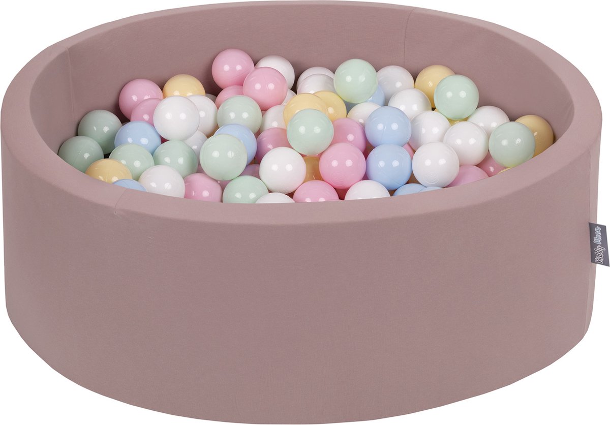 KiddyMoon Rond Ballenbak voor kinderen 90x30cm met 200 Ballen ∅ 7cm - Speelgoed 1 jaar - BPA-vrije ballenbakken - Ballenbad velvet baby foam - Kunststof ballen - Erikakleuren: Pastelblauw Pastelgeel Wit Munt Poederroze