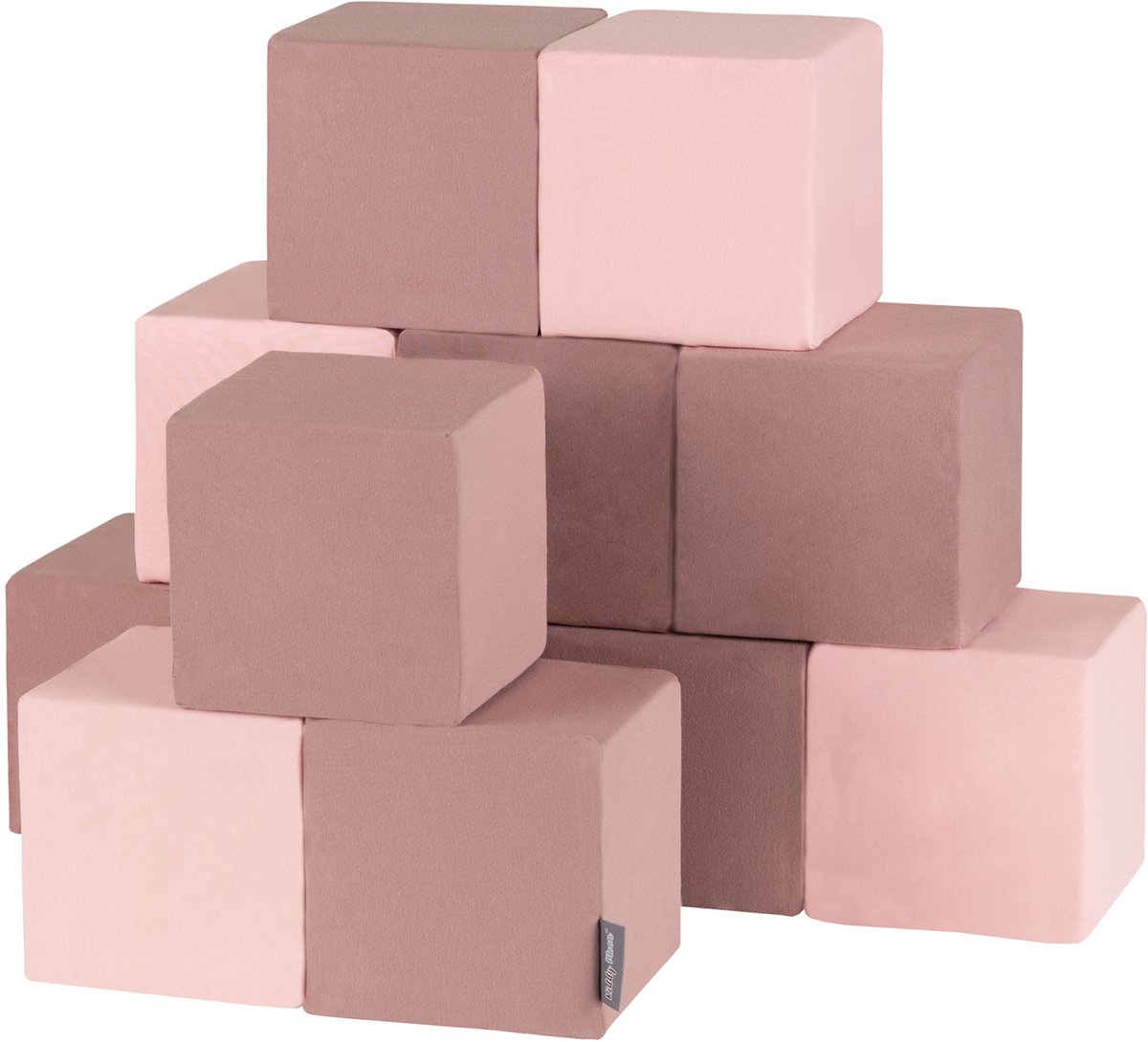 KiddyMoon Soft blokken 14cm blokjes: heather roze 12 Foam blokken speelgoed