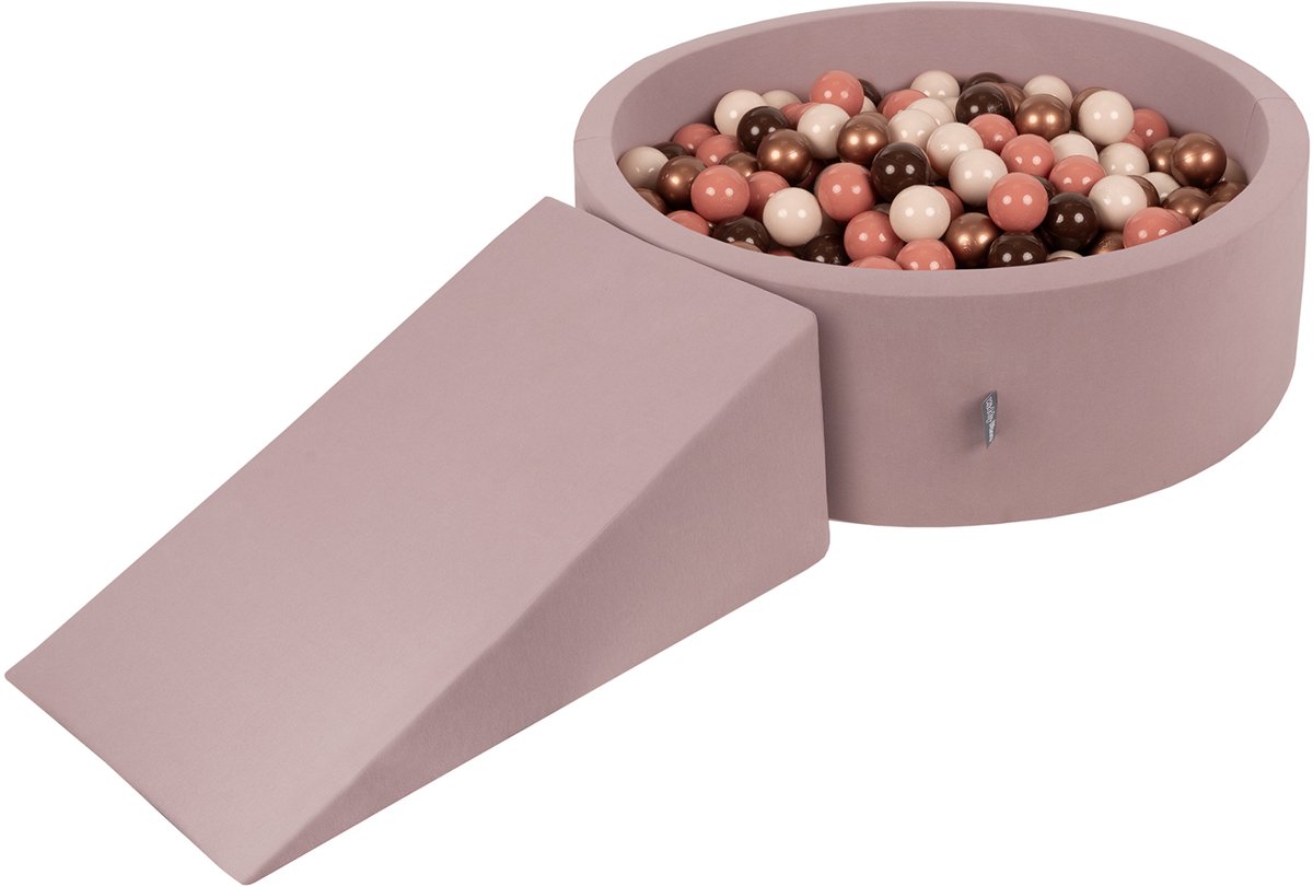 KiddyMoon Speeltuin PPZP-OK30D-112 met ballen heide: bruin-koper-pastel-beige-haar zwembad 200 met wig, Speeltuin