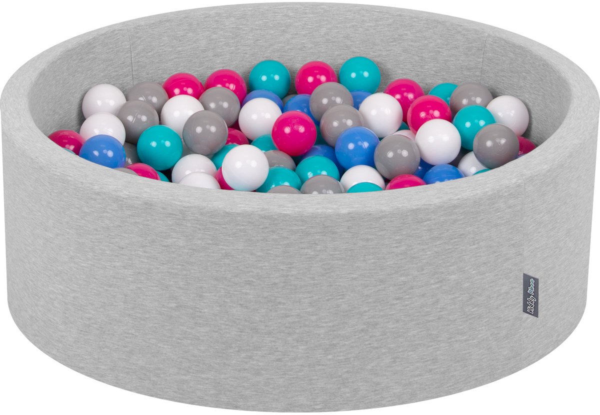  ballenbad 90x30cm - 300 ballen ∅ 7cm ballenbad met kleurrijke ballen voor babys kinderen rond - lichtgrijs:wit/grijs/blauw/roze/licht turquoise