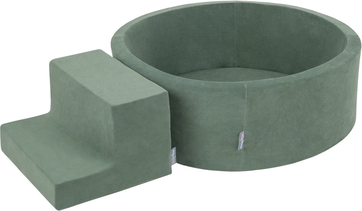 KiddyMoon speeltuin fluweel van schuim met fluweel rond ballenbad ballenbad (200 ballen) + kleine ballenbakken voor babys speelbad hindernisbanen, made in the eu, lichtgroen/geel/turquoise/oranje/dun