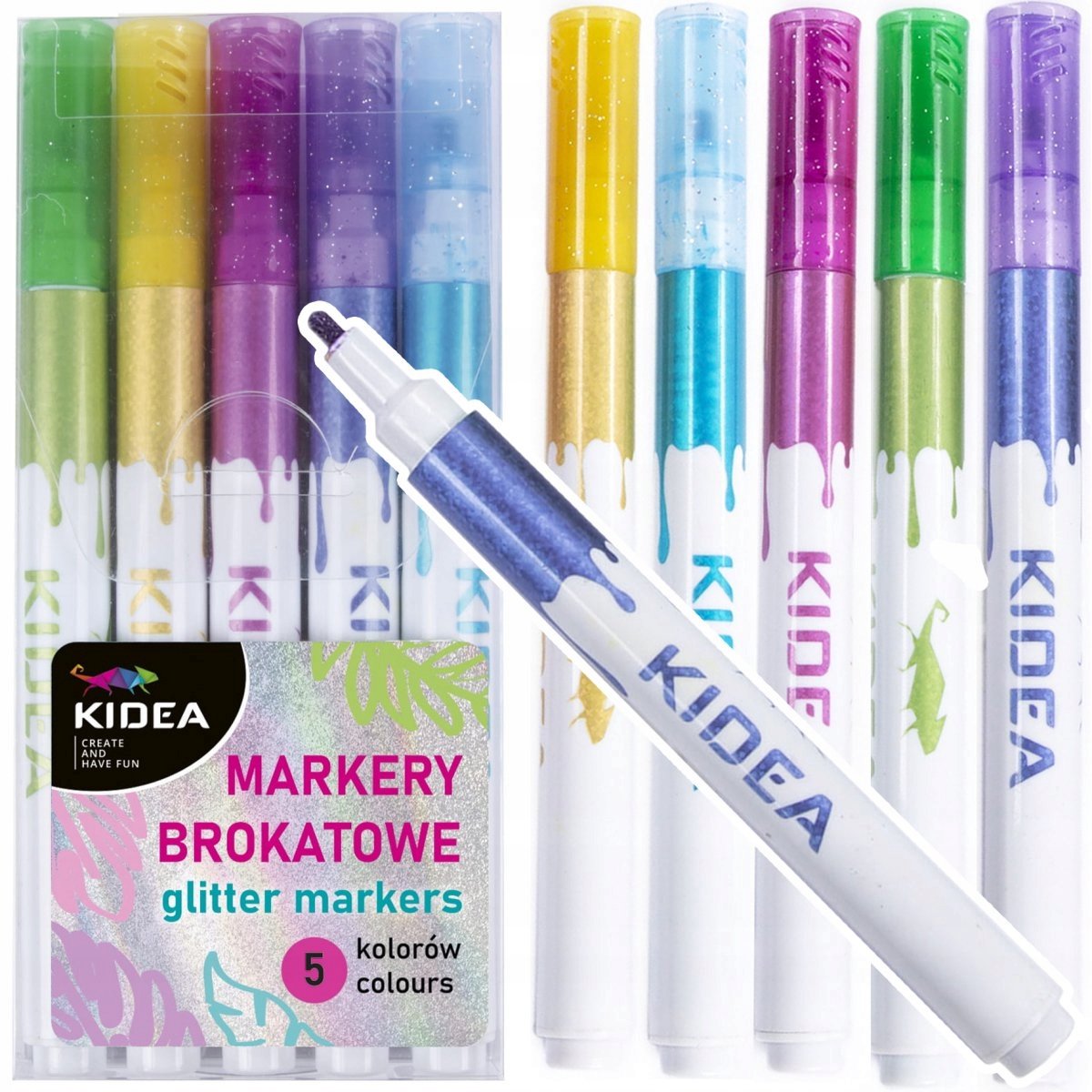 KIDEA Glitter Markers - 5 Kleuren voor Decoratie en Tekenen