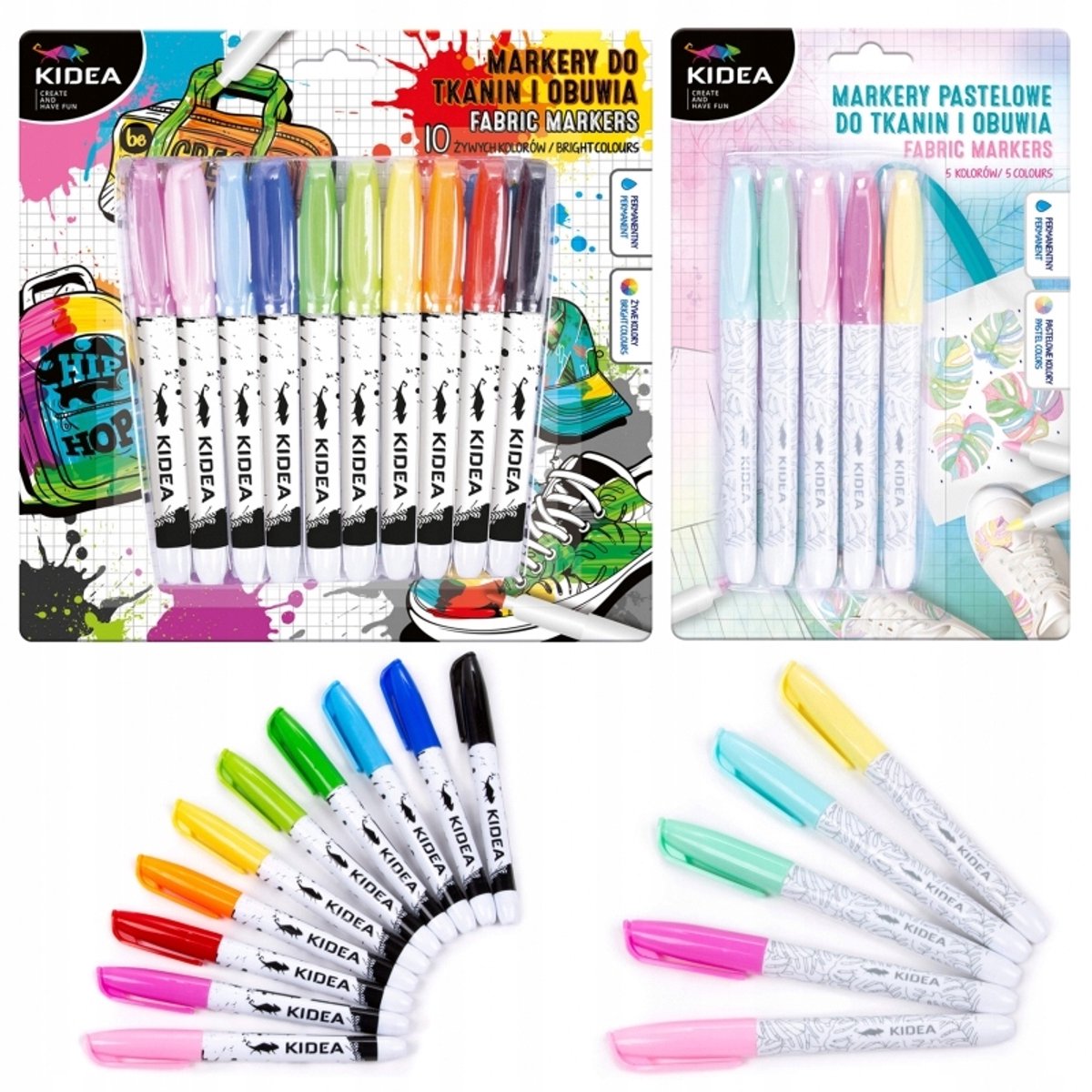 Kidea Markers Set: 15 Stuks - Klassiek & Pastel Kleuren voor Textiel & Schoenen
