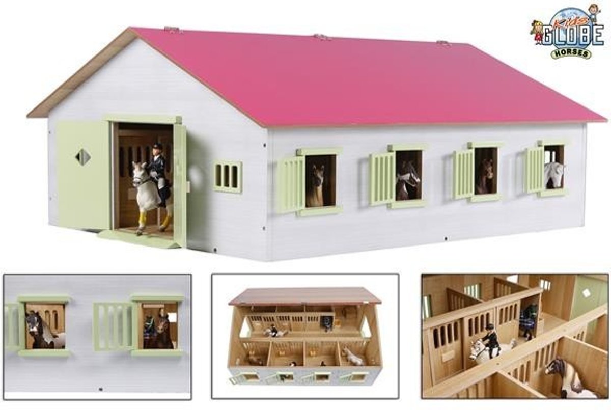Kids Globe paardenstal met 7 boxen roze