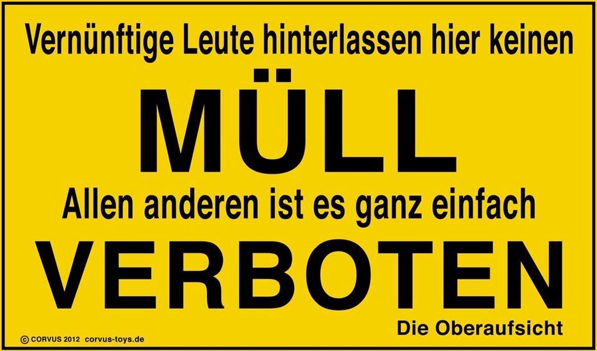 Kids At Work Bord No Trash Geel/zwart 25 Cm