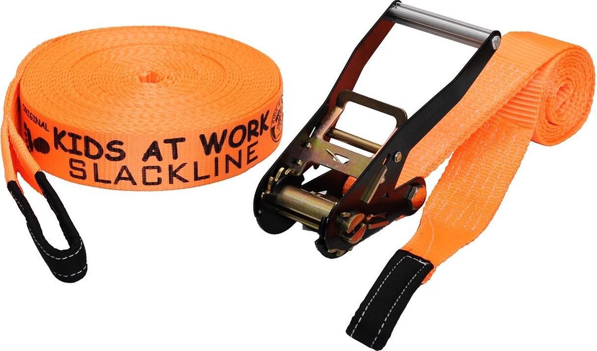 Kids At Work Slackline 17,5 Meter Polyester Oranje
