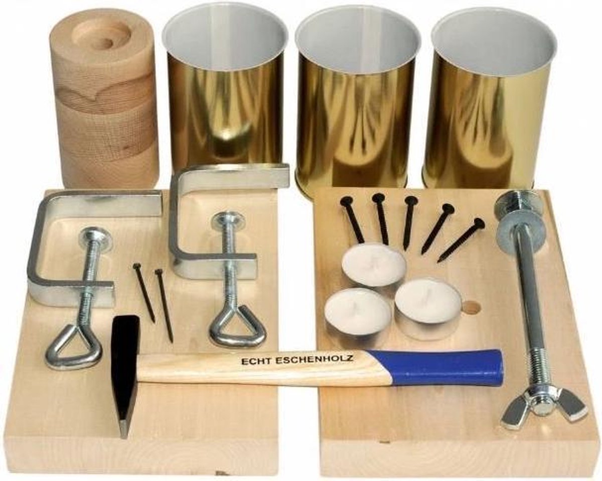 Kids At Work Versierset Kaarsenhouder Junior 11 Cm Hout 12-delig