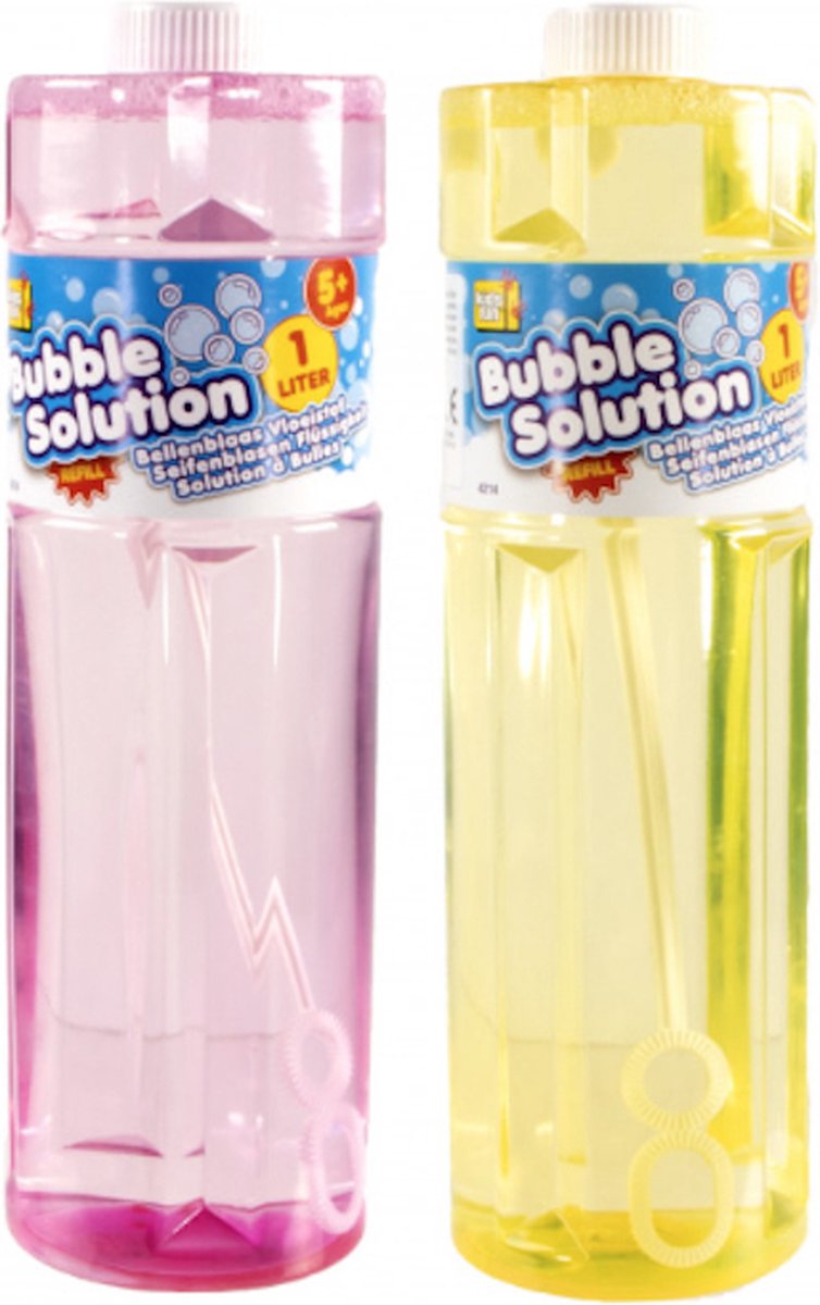 2x Bellenblaas vloeistof - 1 Liter per fles - +5 Jaar - Navulverpakking - Bellen blazen