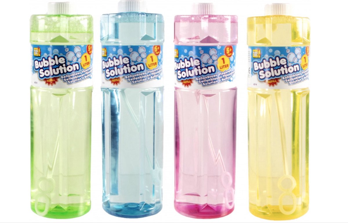 4x Bellenblaas vloeistof - 1 Liter per fles - +5 Jaar - Navulverpakking - Bellen blazen