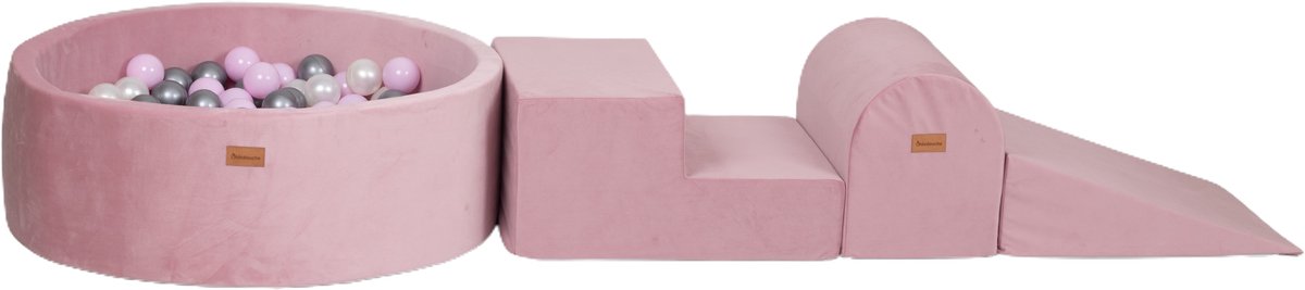 Ballenbak en Speelset Baby Speelgoed 1 jaar - Velvet Roze - Playground met Ballenbad - Kidsdouche