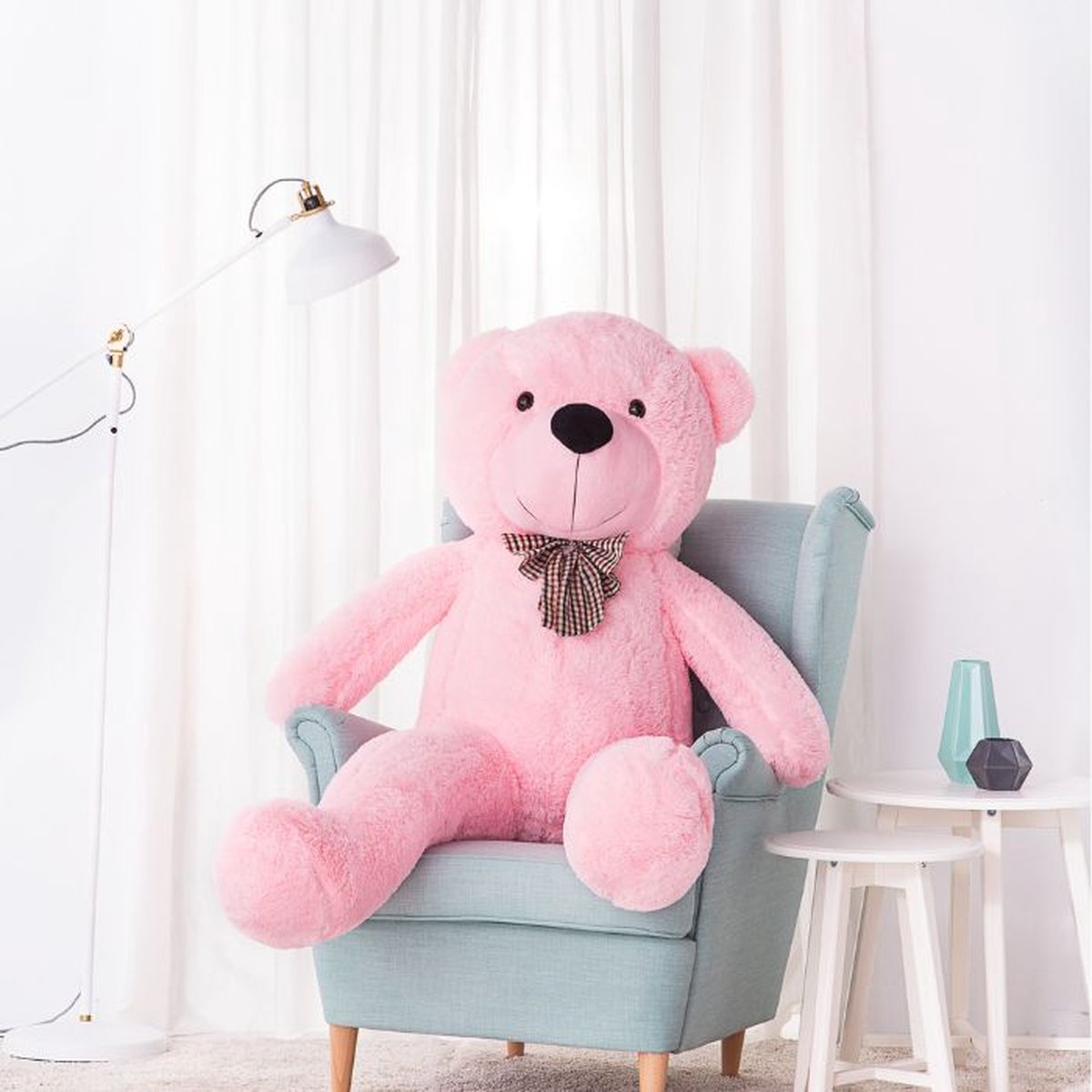 Grote Teddybeer - Knuffelbeer XXL - 160 CM - Mega Knuffel Beer - Roze