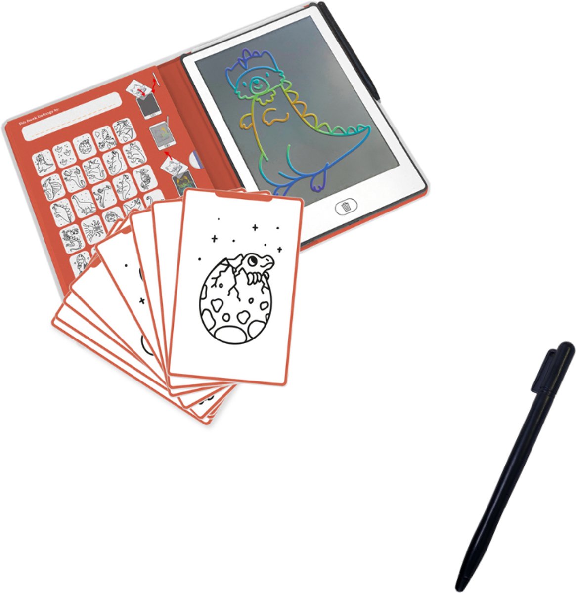 BEAU by Bo Kidywolf Kidydraw Mini Tekenboek met LCD-scherm - Dinosaurussen + Extra Pennetje