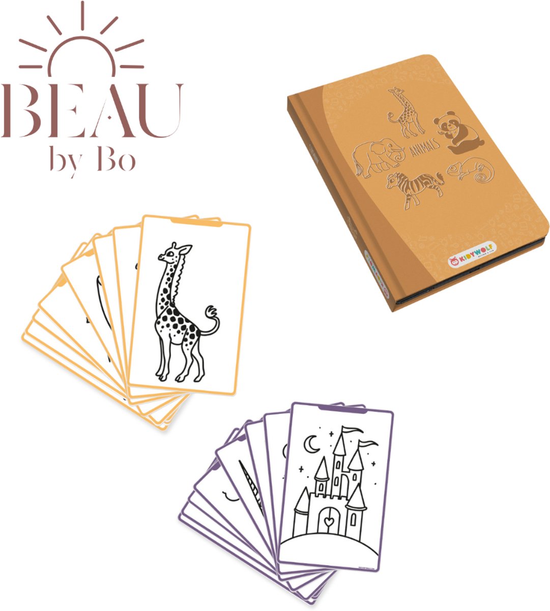BEAU by Bo Kidywolf Kidydraw Mini Tekenboek met LCD-scherm Dieren + Refill Once upon a time & Animals