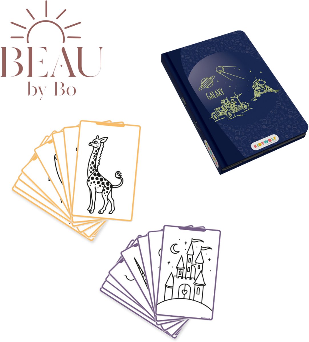 BEAU by Bo Kidywolf Kidydraw Mini Tekenboek met LCD-scherm Galaxy + Refill Once upon a time & Animals
