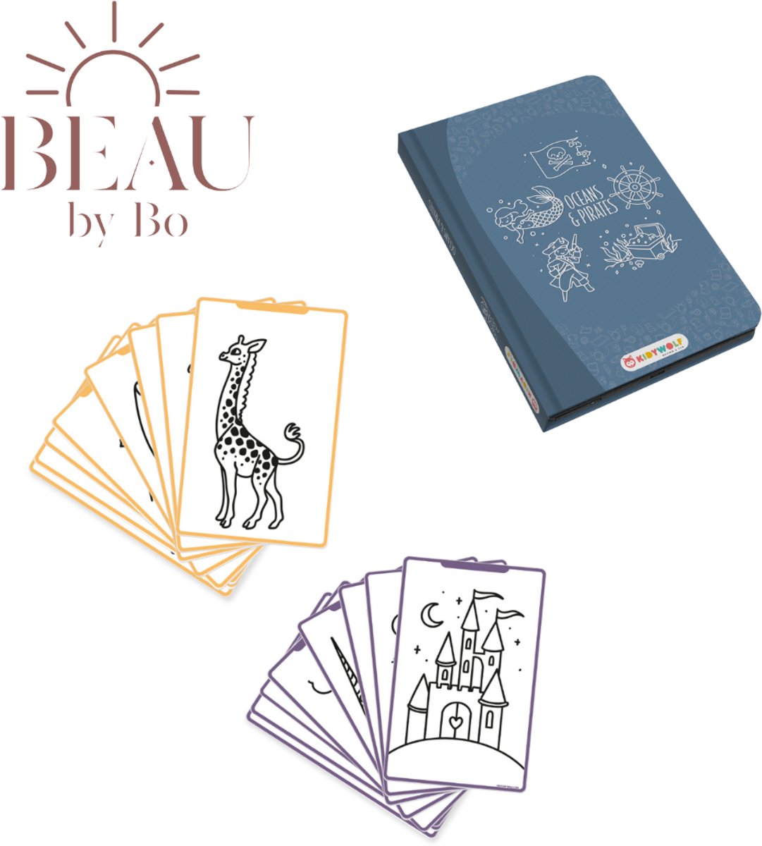 BEAU by Bo Kidywolf Kidydraw Mini Tekenboek met LCD-scherm Oceanen en Piraten + Refill Once upon a time & Animals
