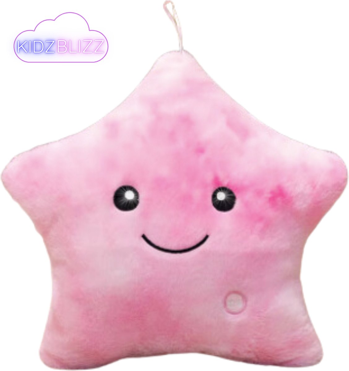 KidzBlizz - Superzacht lichtgevend sterkussen - Lichtgevende knuffel - Multi kleuren kussen - Nachtlampje - Slaapknuffel - kussen met licht - Slaapkussen voor kinderen - Kraamcadeau - Babycadeau - Wolk Roze