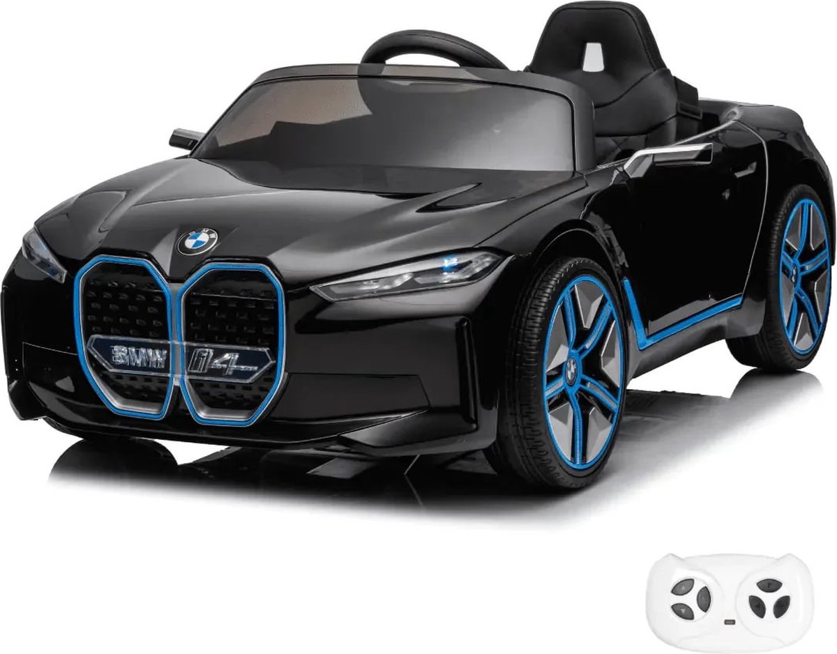 BMW i4 - Elektrische Kinderauto - 12V - 1 tot 6 jaar - met Verlichting - Zwart