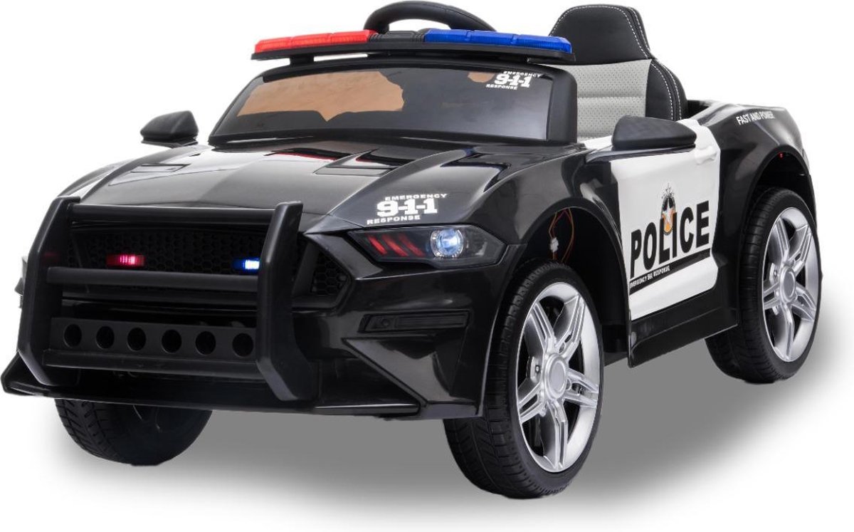   politie elektrische kinderauto Land Rover zwart - Sterke accu - Soft start - Werkende koplampen
