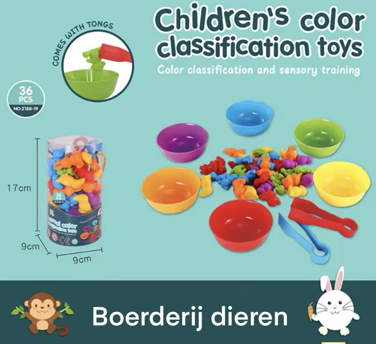 KimDo - Montessori Sorteer Speelgoed - Boerderij Dieren - Sensory - Motoriek - Cognitief - Kleurrijk - Educatief Speelgoed - Sorteren - Ontwikkeling - montessori